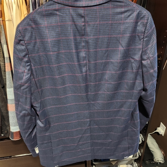 Nautica Modern Fit Plaid Sportcoat L 44, Blue/Red - Picture 8 of 11